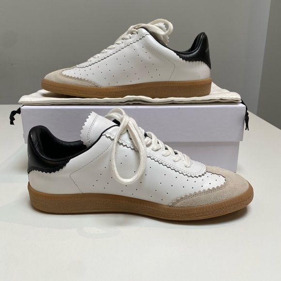 Isabel Marant Bryce Leather Sneaker in White/Black sz 38 New in Box - Picture 5 of 10